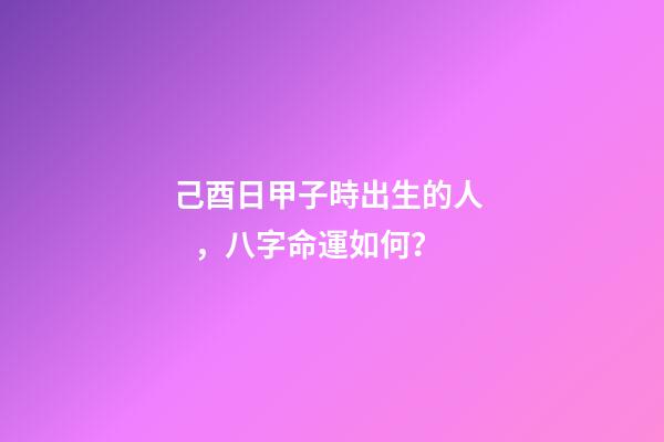 己酉日甲子時出生的人，八字命運如何？
